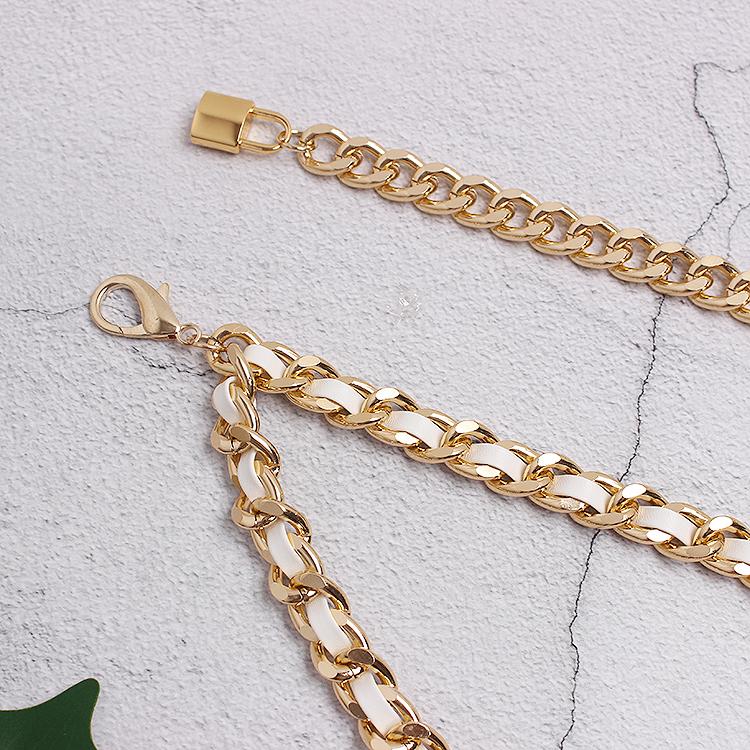 Chanel Style Leather Entwined Chain Belt with Lock Detail